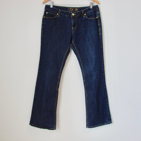 COOGI Bootcut Jeans Tall Dark Wash Stretch Embroidered Coogi Logo Size 12 - Picture 1 of 16
